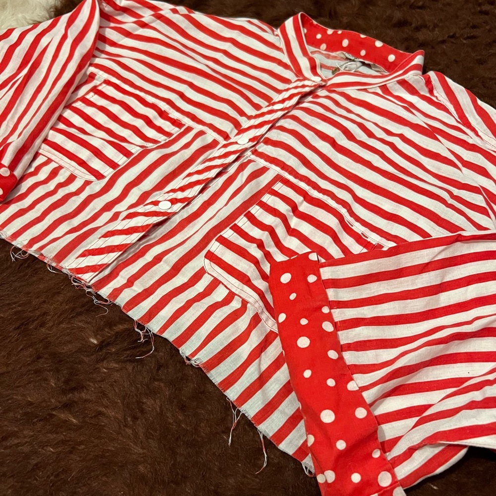 Fun cropped button up shirt